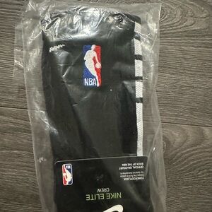 Nike Black Crew Socks with NBA Logo and White Stripe